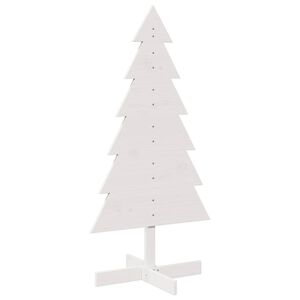 vidaXL Lesena novoletna jelka za okras bela 120 cm trdna borovina