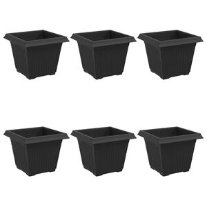 vidaXL Kvadratna cvetlična posoda 6 pcs Črna 20 x 20 x 16 cm Plastika