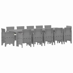 vidaXL Komplet za jedilnico v vrtu z blazino 13 pcs Svetlo siva