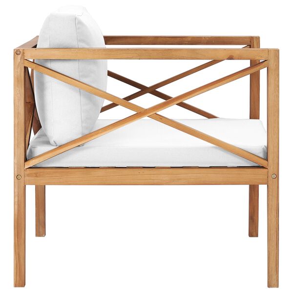 vidaXL Vrtni stol s krem blazinami trdna tikovina