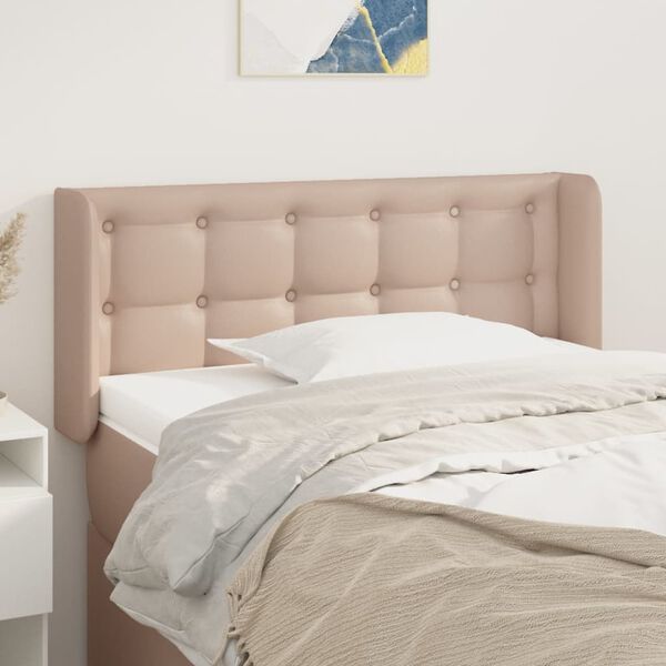 vidaXL Vzglavje z u&scaron;esi kapučino 103x16x78/88 cm umetno usnje