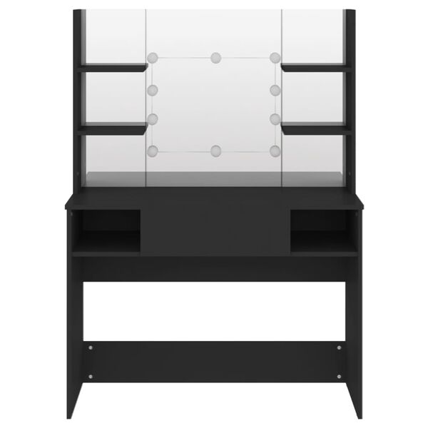 vidaXL Toaletna mizica z LED lučkami 100x40x135 cm MDF črna