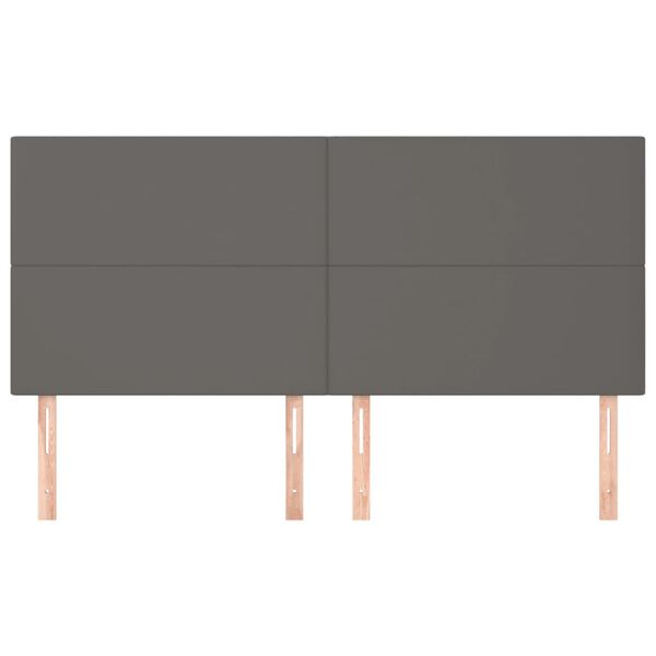 vidaXL Vzglavje postelje sivo 160x5x118/128 cm umetno usnje