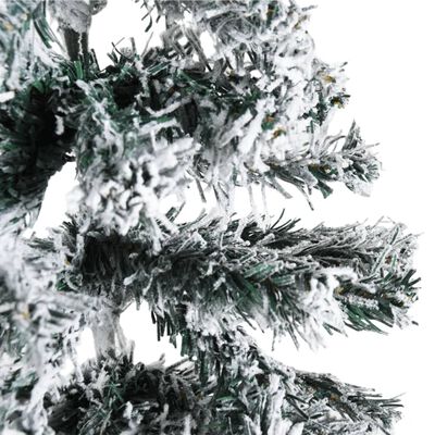 vidaXL Ozka umetna polovična novoletna jelka s snegom 120 cm