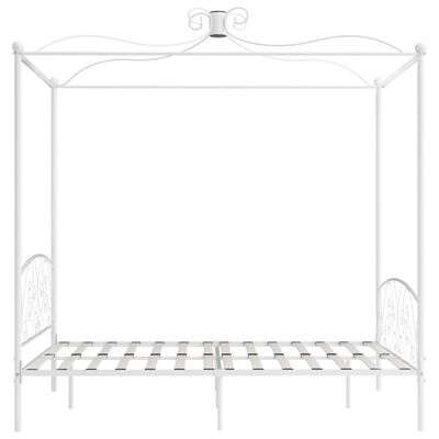 vidaXL Posteljni okvir z ogrodjem za baldahin bel kovinski 180x200 cm