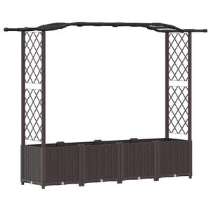 vidaXL Dvignjeno leži&scaron;če s trellisom in streho Rjava 204 x 40 x 138 cm