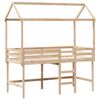 vidaXL Posteljni okvir z lestvijo in streho 90x200 cm borovina