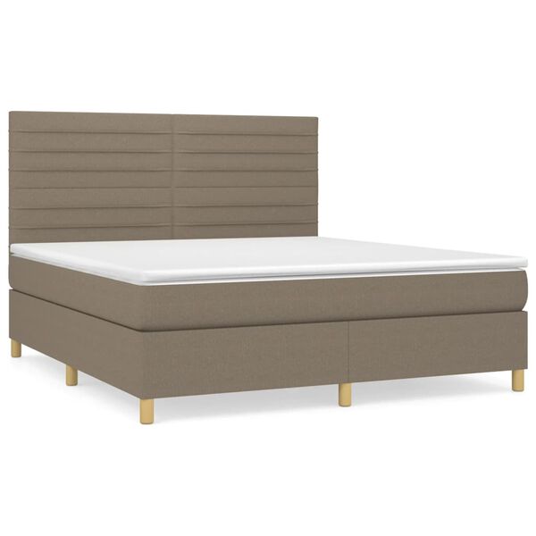 vidaXL Box spring postelja z vzmetnico taupe 180x200 cm blago