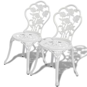 vidaXL Bistro stoli 2 kosa liti aluminij bele barve