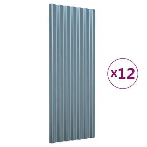 vidaXL Stre&scaron;ne plo&scaron;če 12 kosov cinkano jeklo sive 100x36 cm