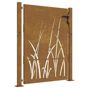 vidaXL Vrtna vrata 100x150 cm kortensko jeklo z vzorcem trave