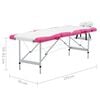 vidaXL 4-conska zložljiva masažna miza aluminij bela in roza