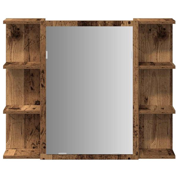 vidaXL Kopalniška ogledalna omarica Old Wood 80x20,5x64 cm