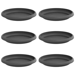 vidaXL Krožni cvetlični pladenj 6 kos Črna &Oslash; 14 x 2 cm Plastika