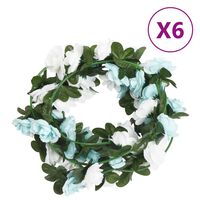 vidaXL Girlanda iz umetnega cvetja 6 kosov modra in bela 250 cm
