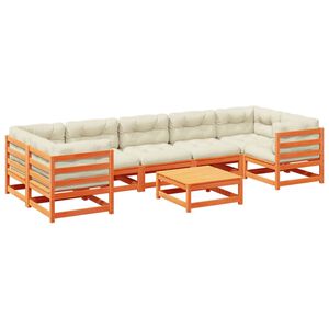 vidaXL Vrtna sedežna garnitura 8-delna z blazinami vo&scaron;čeno rjava