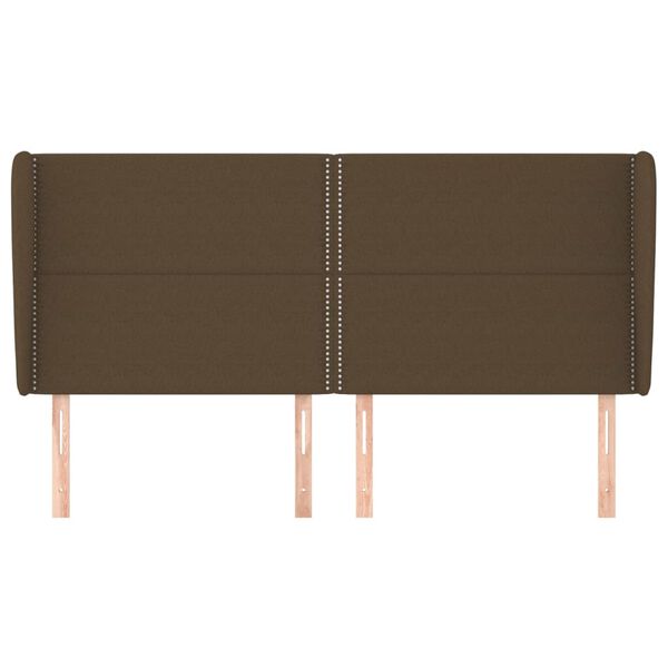 vidaXL Vzglavje z u&scaron;esi temno rjavo 183x23x118/128 cm blago