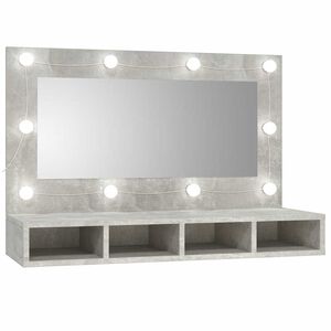 vidaXL Omarica z ogledalom in LED lučkami betonsko siva 90x31,5x62 cm