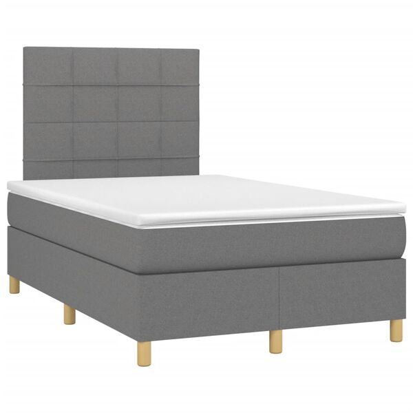 vidaXL Box spring postelja z vzmetnico temno siva 120x190 cm blago