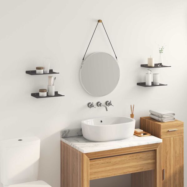 vidaXL Ležeča polica 4 pcs Črna 30 x 18 x 2,5 cm Jeklo