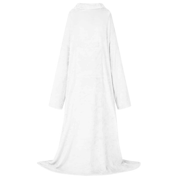 vidaXL Odeja s kapuco Bela F Flanel