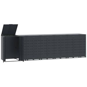 vidaXL Lopa za smetnjak za 6 smetnjakov antracitna 414x79x117 cm jeklo