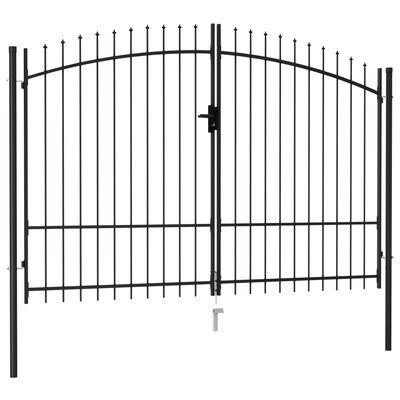 vidaXL Dvojna vrata za ograjo koničasta jeklo 3x2 m črna
