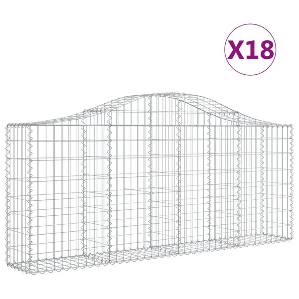 vidaXL Obokane gabion ko&scaron;are 18 kosov 200x30x80/100 cm cinkano železo