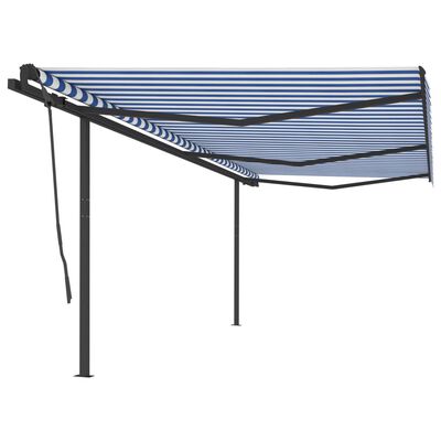 vidaXL Ročno zložljiva tenda s stebrički 6x3,5 m modra in bela