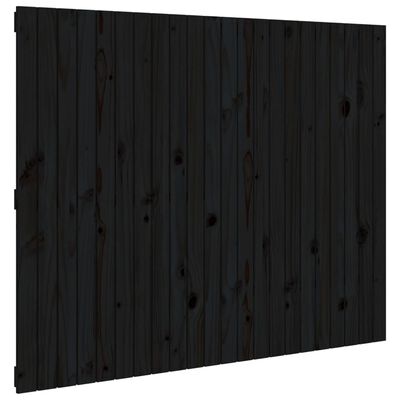 vidaXL Stensko posteljno vzglavje črno 140x3x110 cm trdna borovina