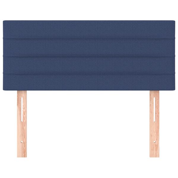 vidaXL Posteljno vzglavje modro 100x5x78/88 cm blago