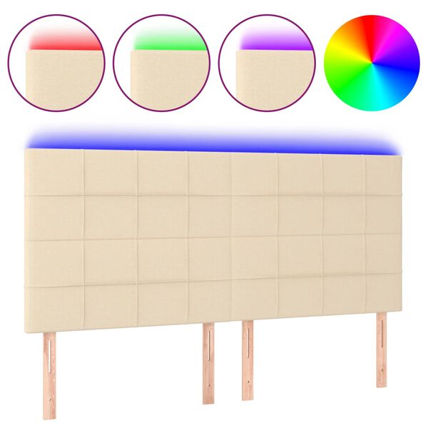 vidaXL LED posteljno vzglavje krem 160x5x118/128 cm blago