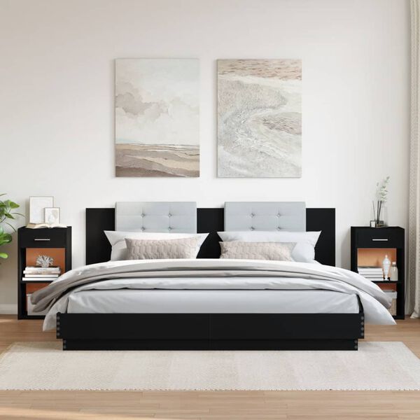 vidaXL Nočna omarica 2 kosa črna 35x34x65 cm inženirski les