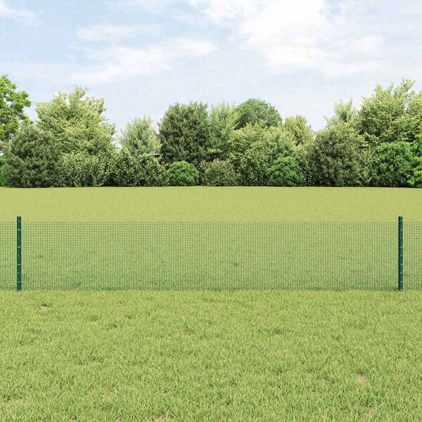 vidaXL Ograja s stebrom Zelena 0,4 x 50 m Jeklo in PVC