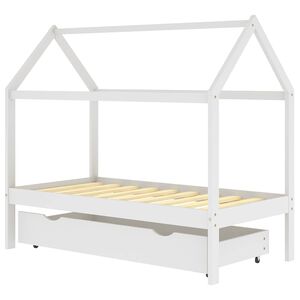 vidaXL Otro&scaron;ki posteljni okvir s predalom bela trdna borovina 80x160cm