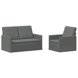 vidaXL Kavčna garnitura 2 pcs Temno siva Blago
