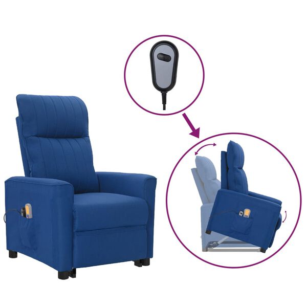 vidaXL Masažni stol s funkcijo vstajanja modro blago