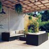 vidaXL Vrtna sedežna garnitura 7-delna z blazinami poli ratan črna