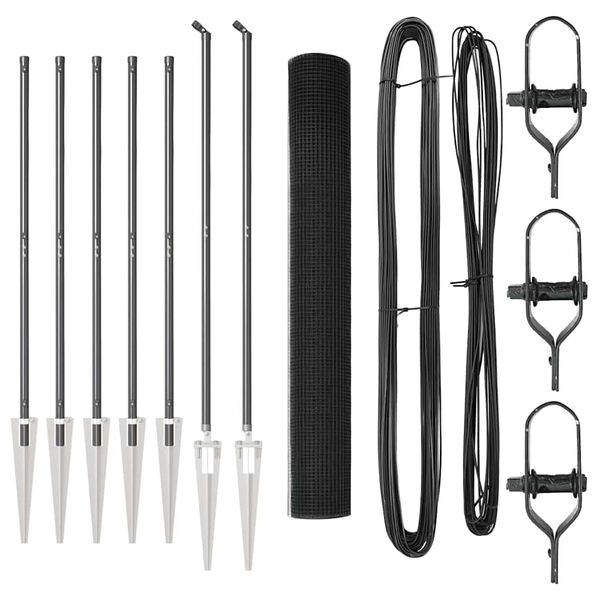 vidaXL Steber ograje. Siva 10 x 1,4 m (12 x 12 mm mreža) Jeklo in PVC