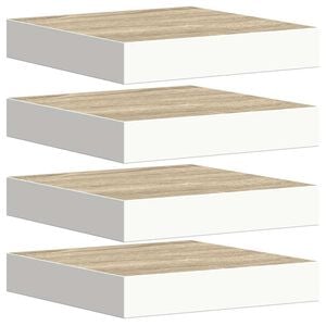 vidaXL Stenske police 4 kosi barva hrasta in bela 23x23,5x3,8 cm MDF