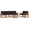 vidaXL Zunanja garnitura za sedenje z blazino 7 pcs Naravna in črna