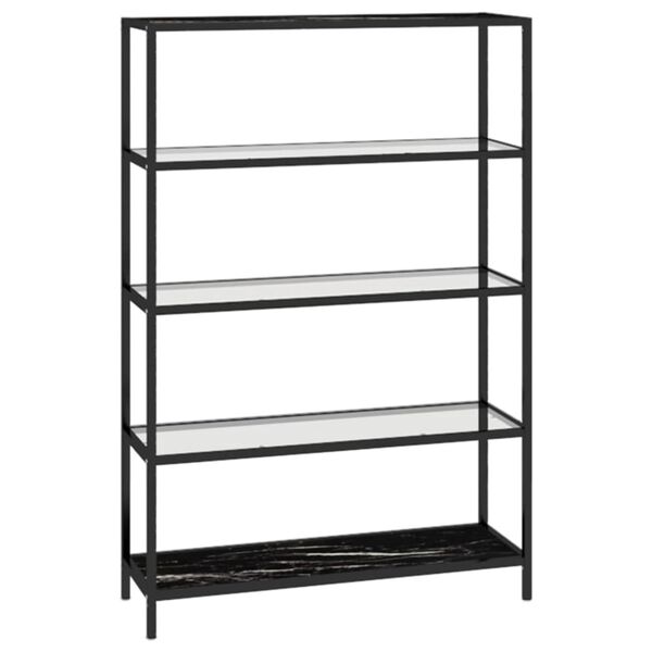 vidaXL Polica črn marmor in prozorna 100x36x168 cm kaljeno steklo