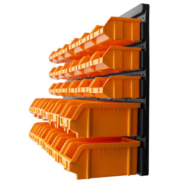 vidaXL 32-delni komplet zabojčkov za shranjevanje s stenskim panelom