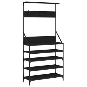 vidaXL Regal za oblačila s prostorom za čevlje črn 90x34x184 cm