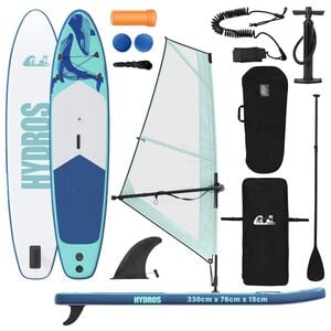 vidaXL Napihljivi SUP deska z jadrom HYDROS 330 x 76 x 15 cm Turkizna