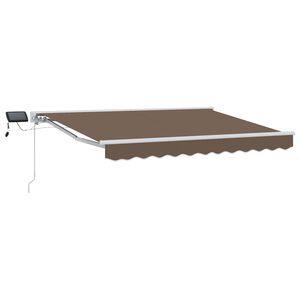 vidaXL Ročno senčilo s LED-ji Taupe 5 x 3 m Poliester s PU premazom