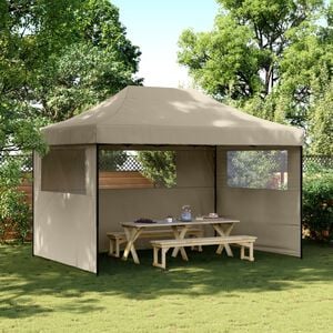 vidaXL Zložljivi pop-up &scaron;otor za zabave 3 stranice taupe
