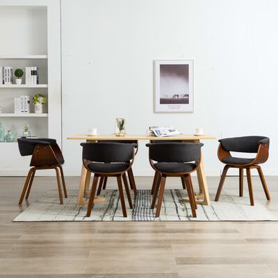 vidaXL Jedilni stoli 6 kosov sivi ukrivljen les in blago