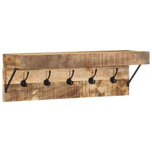 vidaXL Obe&scaron;alnik za pla&scaron;če Rjava 73 x 19 x 23 cm Trden mangov les