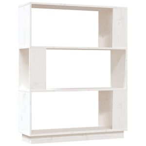 vidaXL Knjižna omara/pregrada bela 80x25x101 cm trdna borovina
